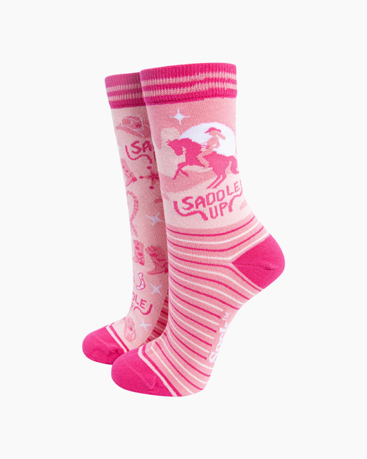 Saddle Up Cowgirl Combed Cotton Odd Socks