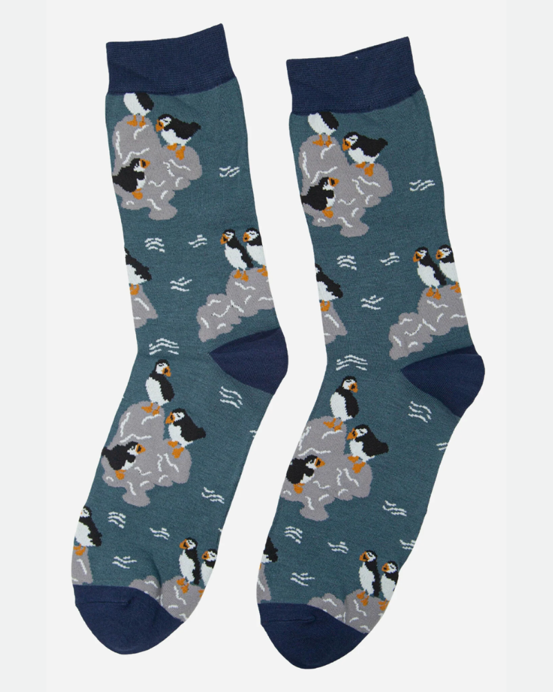 Puffins on Rocks Bamboo Socks