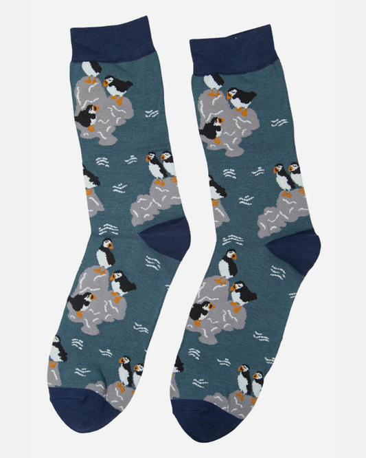Puffins on Rocks Bamboo Socks