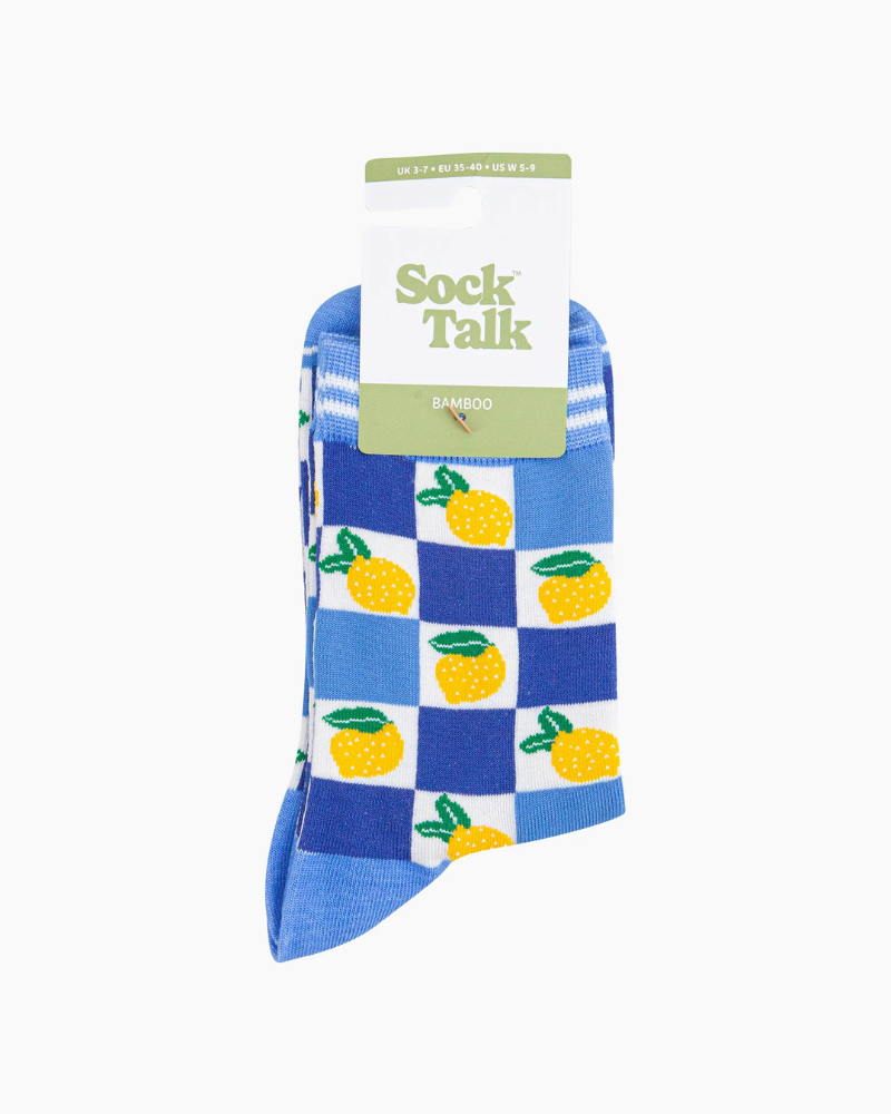 Lemon Checkerboard Bamboo Socks