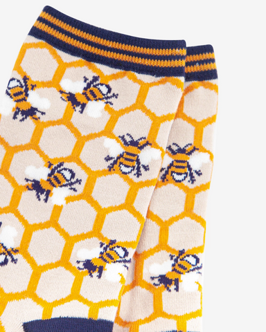 Honeycomb & Bee Print | Ladies Bamboo Socks