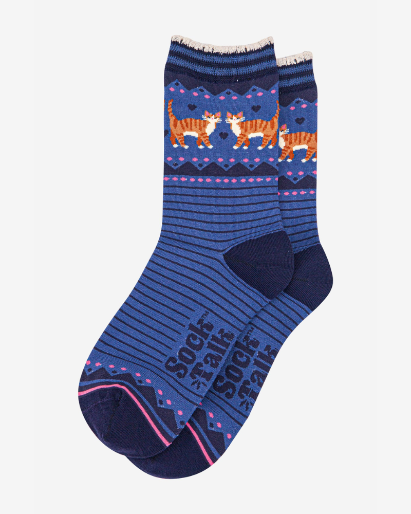 Denim Blue Ginger Cat Bamboo Socks