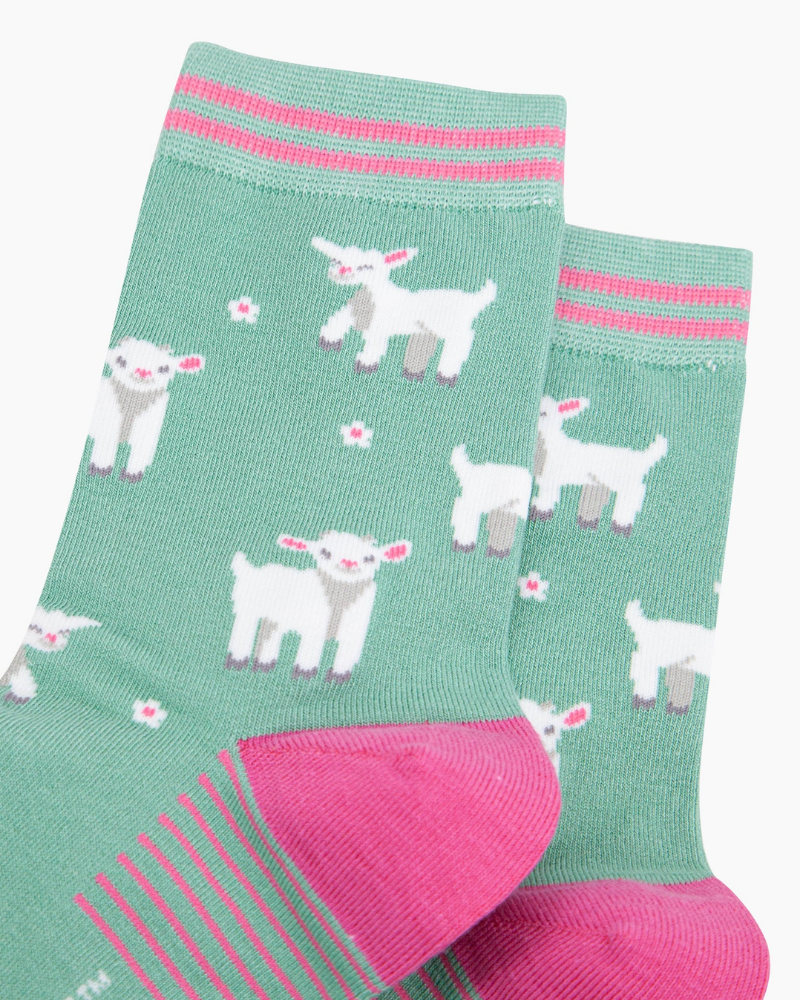 Spring Lambs Bamboo Socks in Green