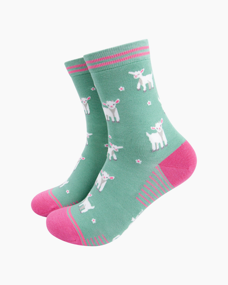 Spring Lambs Bamboo Socks in Green