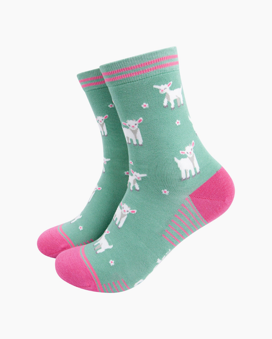 Spring Lambs Bamboo Socks in Green