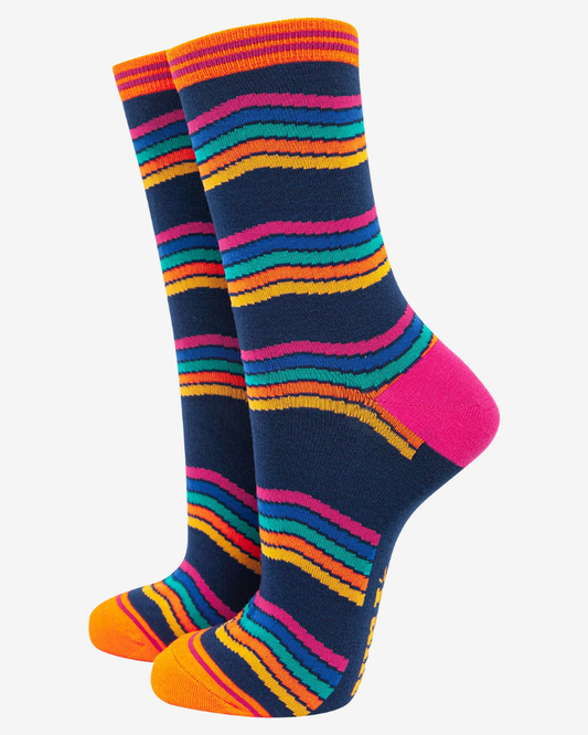 Navy Stripe Bamboo Socks