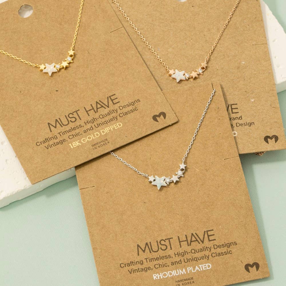 Dainty Multi Star Charm Necklace in Gold
