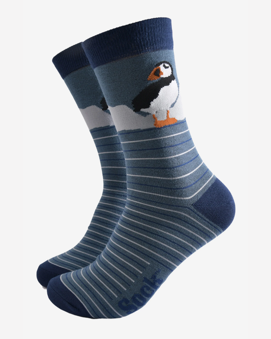 Puffin Stripe Bamboo Socks