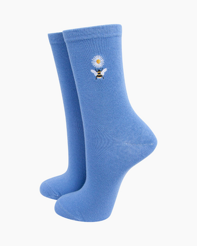 Embroidered Bee & Daisy Ladies Socks