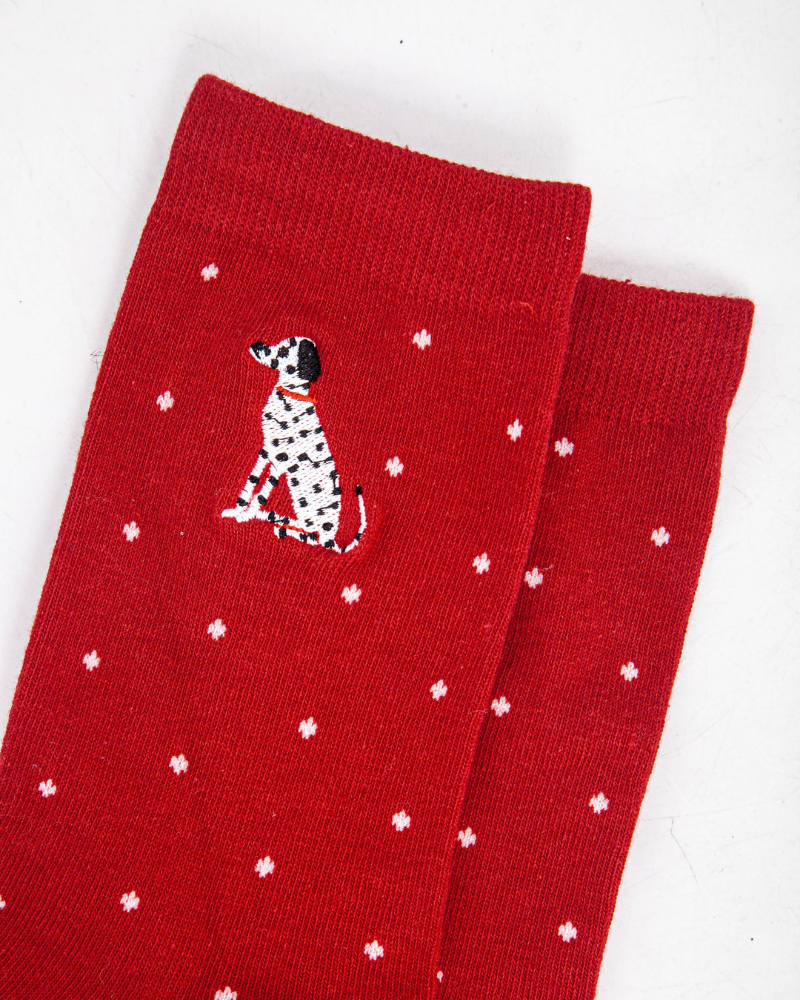Dalmatian Embroidered Socks