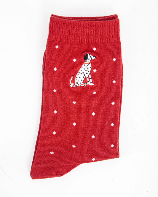 Dalmatian Embroidered Socks