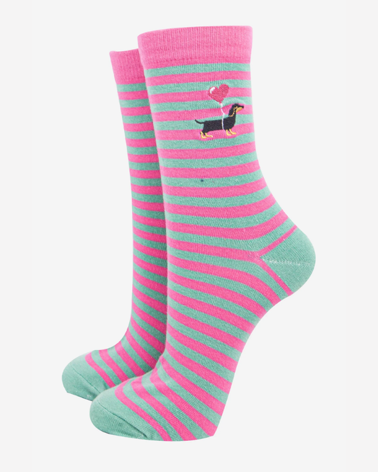 Dachshund Stripe Embroidered Socks