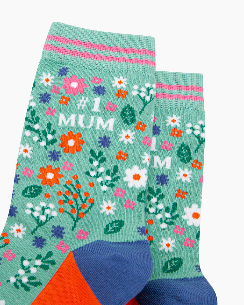 Number 1 Mum Floral Bamboo Socks
