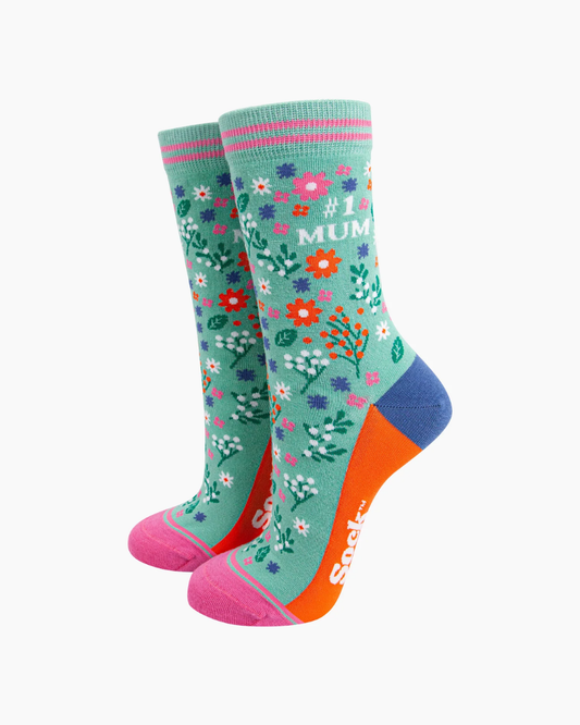 Number 1 Mum Floral Bamboo Socks
