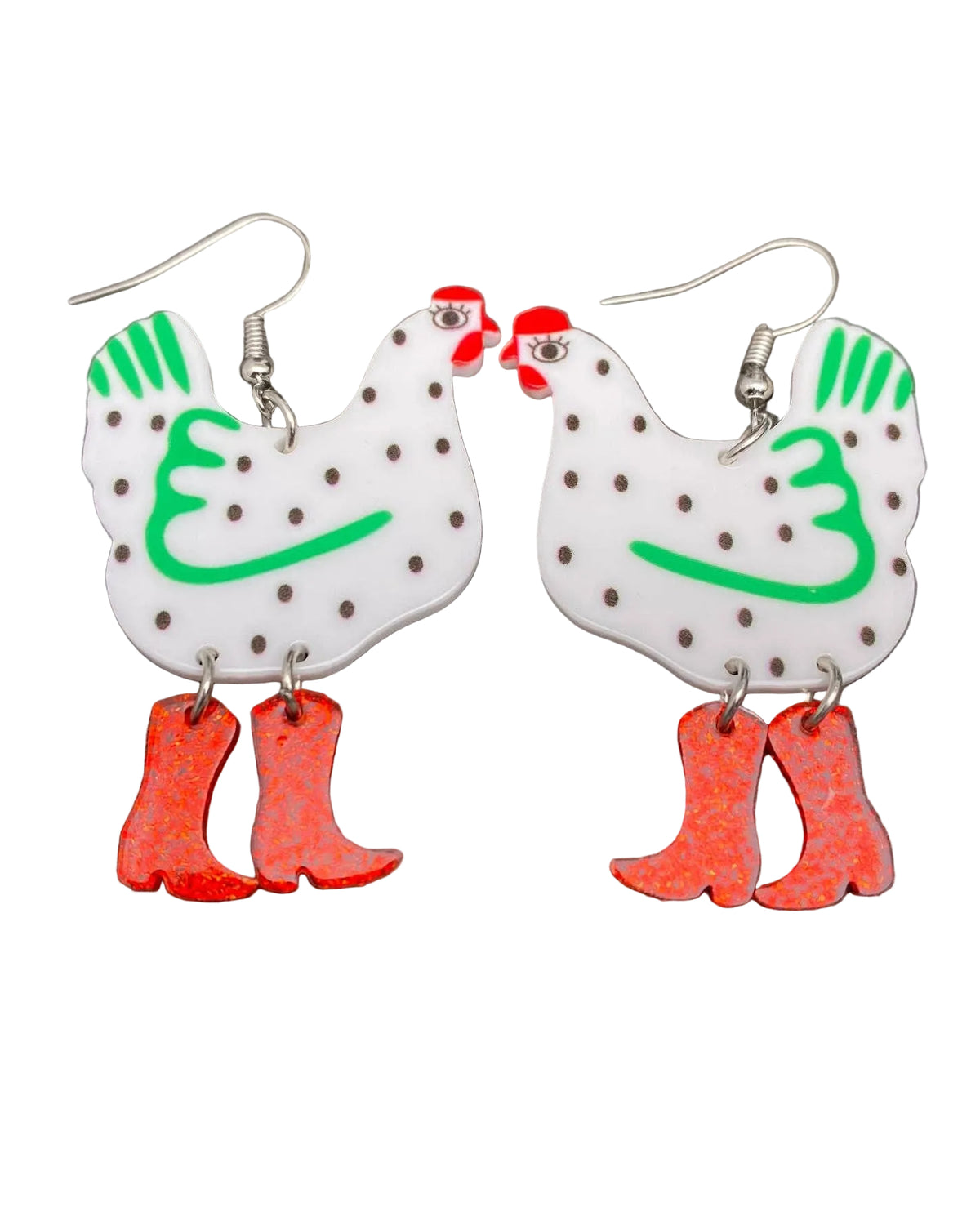 Acrylic Cock Rooster Dangle Earrings