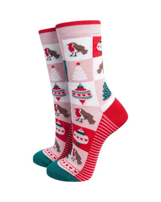 Christmas Tree Squares Bamboo Socks