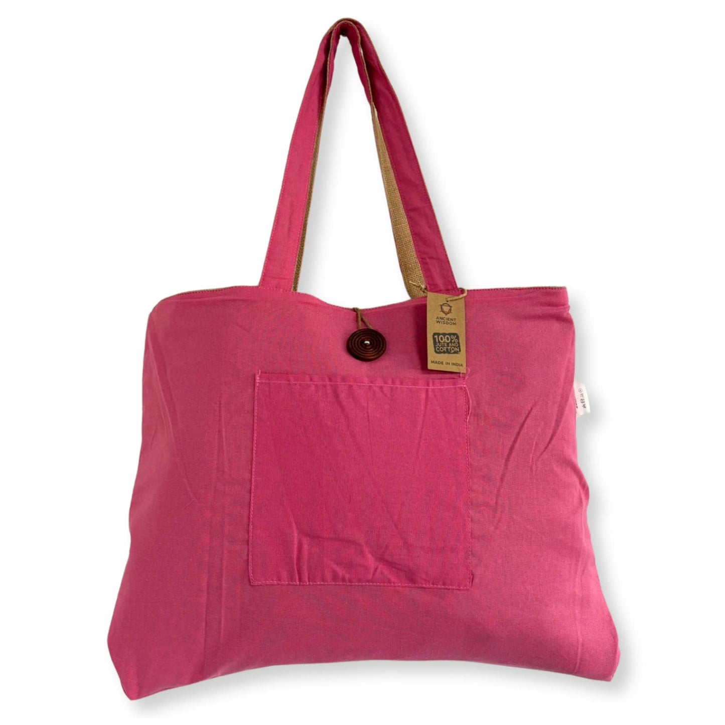 Jute & Cotton Reversible Big Bag in Pink