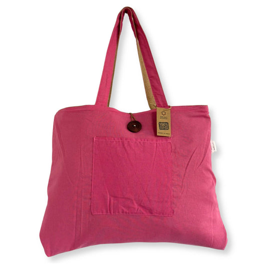 Jute & Cotton Reversible Big Bag in Pink