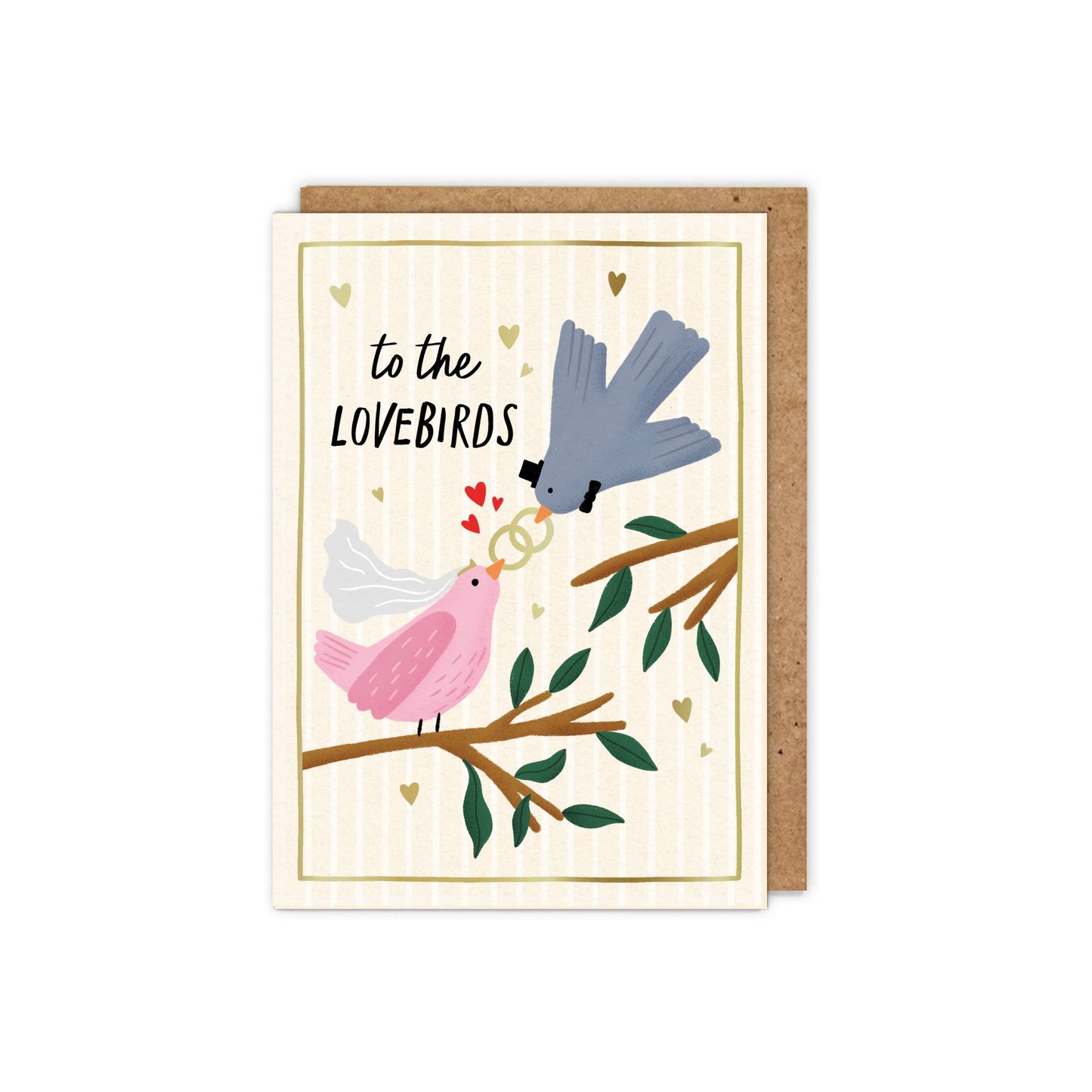 To The Lovebirds Gold Foiled Wedding Card
