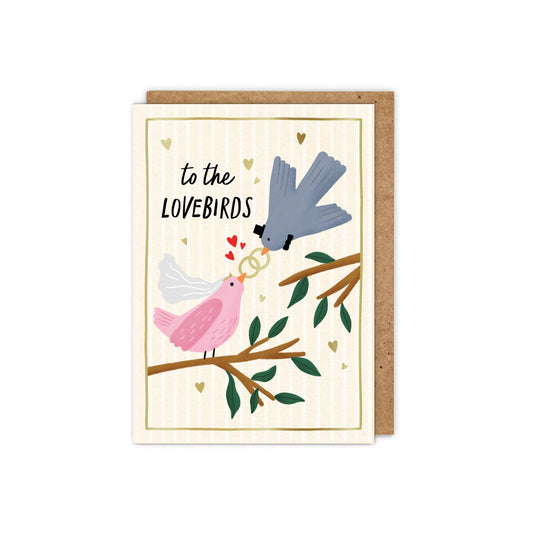 To The Lovebirds Gold Foiled Wedding Card