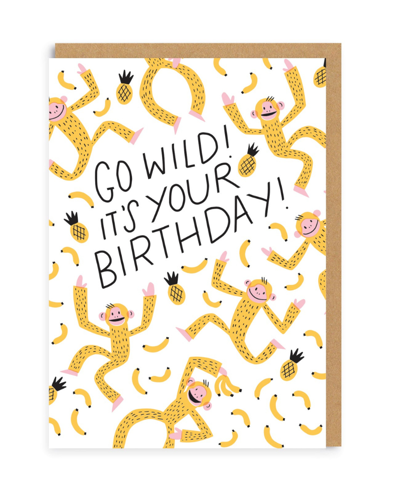 Go Wild Birthday Monkey Greeting Card