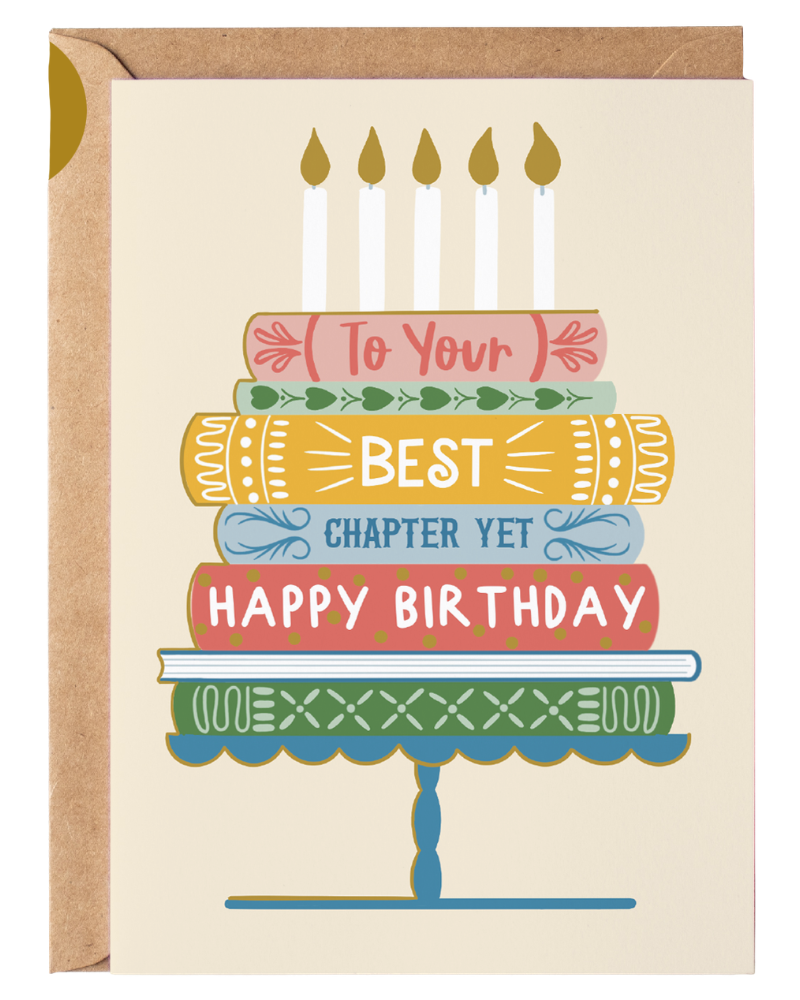 Bookish Birthday Cake Card
