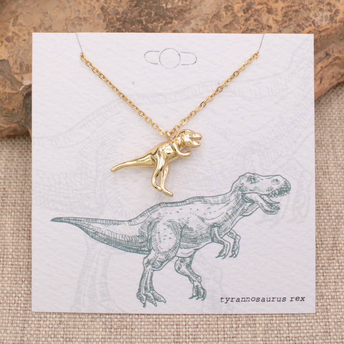 Prehistoric Times Gold Tyrannosaurus Rex Necklace