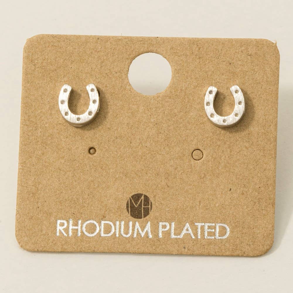 Mini Horseshoe Post Stud Earrings in Gold or Silver