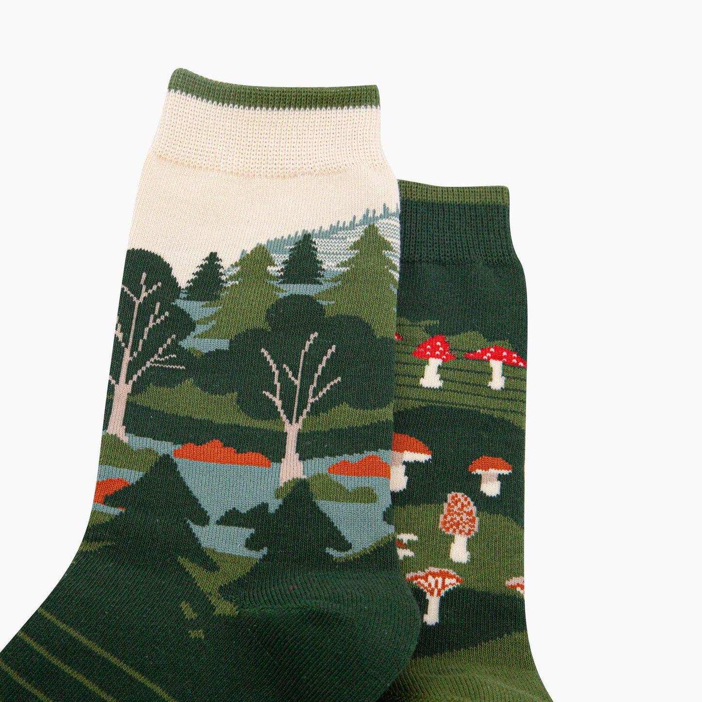 Woodland Forest Combed Cotton Odd Socks in Green