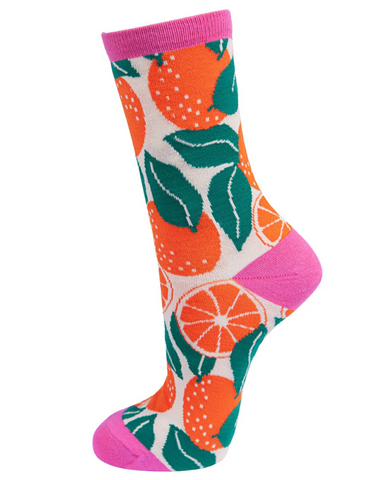 Oranges Citrus Print Ladies Socks
