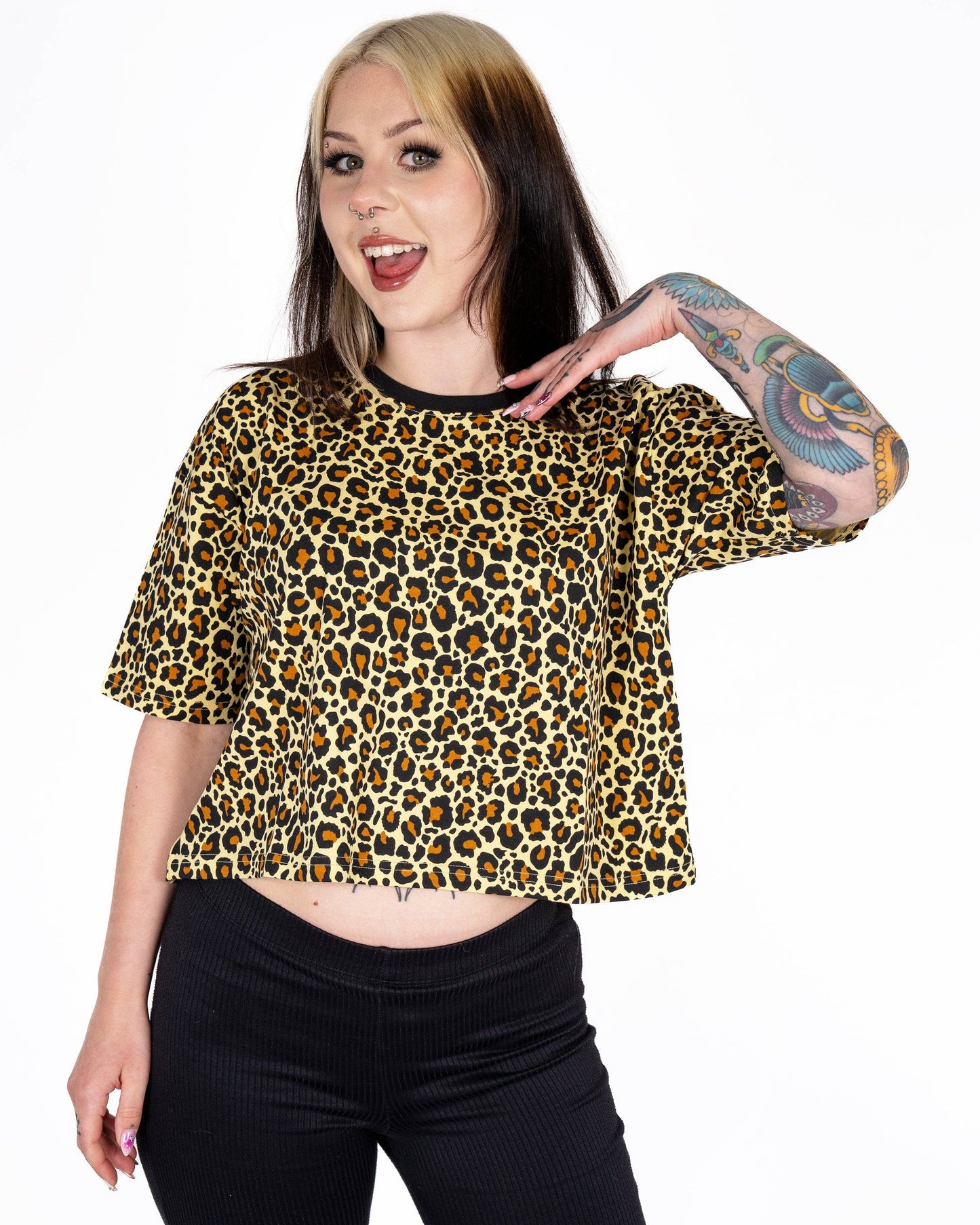 Classic Leopard Cropped Boxy Tee By Rebel Romance