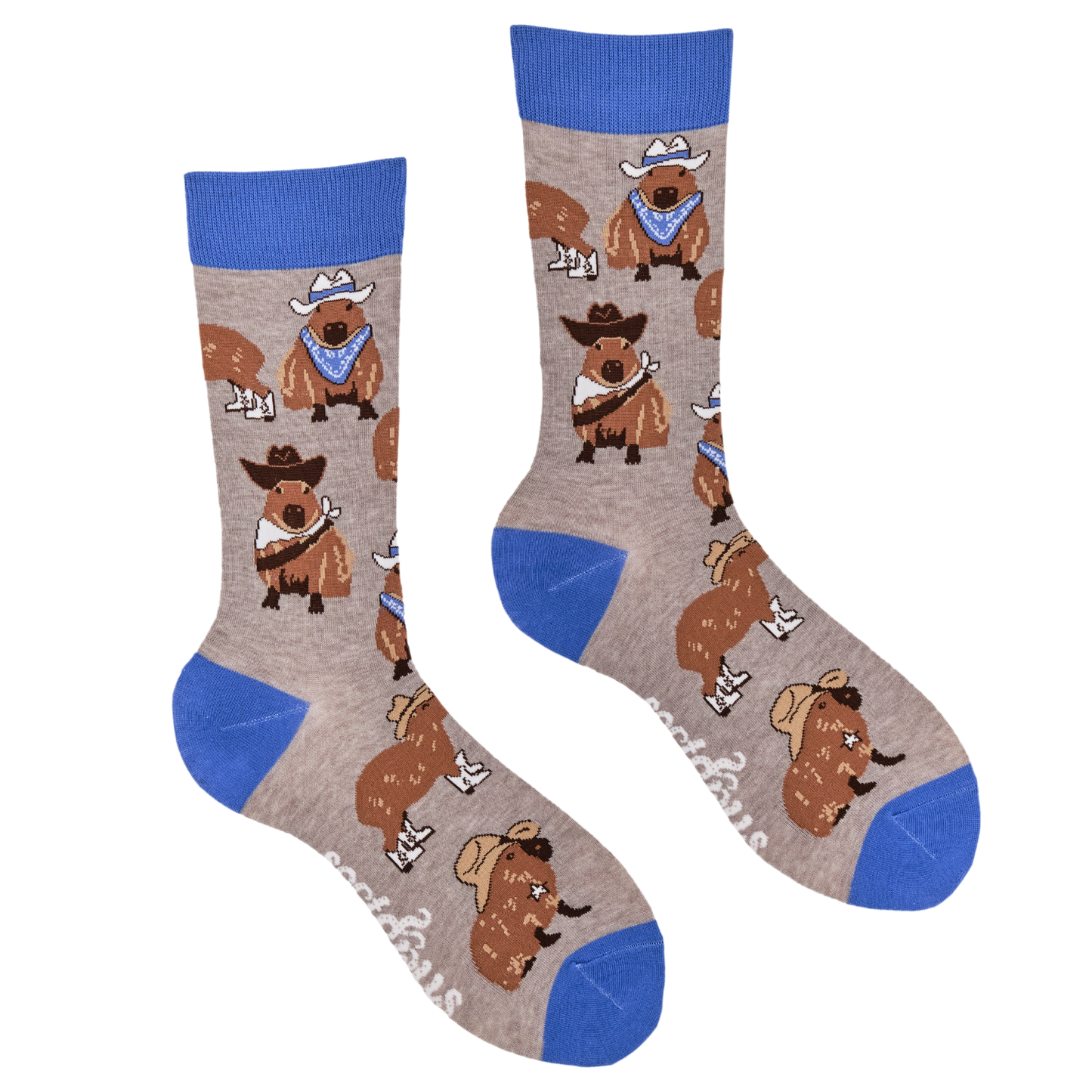 Grey Cowboy Capybara Crew Socks