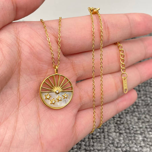 18K Gold Plated Star Sunrise Charm Necklace