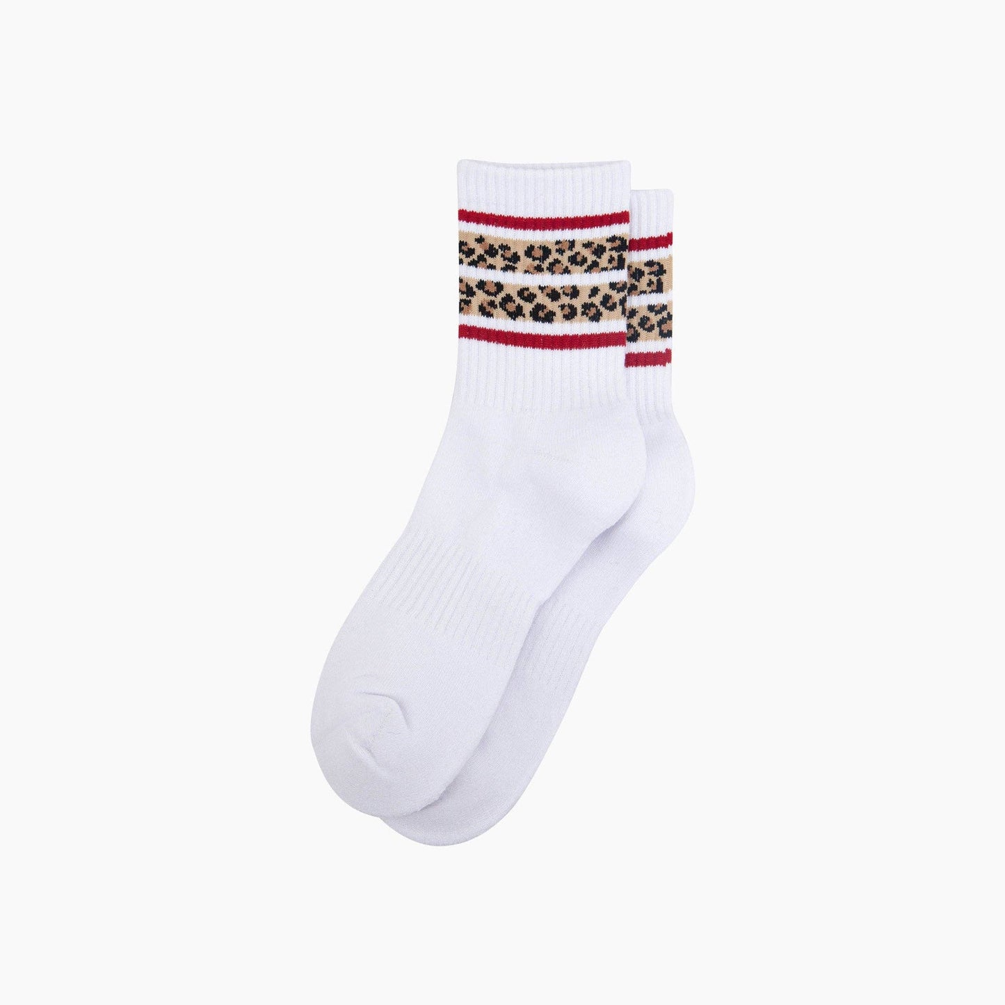 Leopard Print Striped Organic Cotton Sports Socks