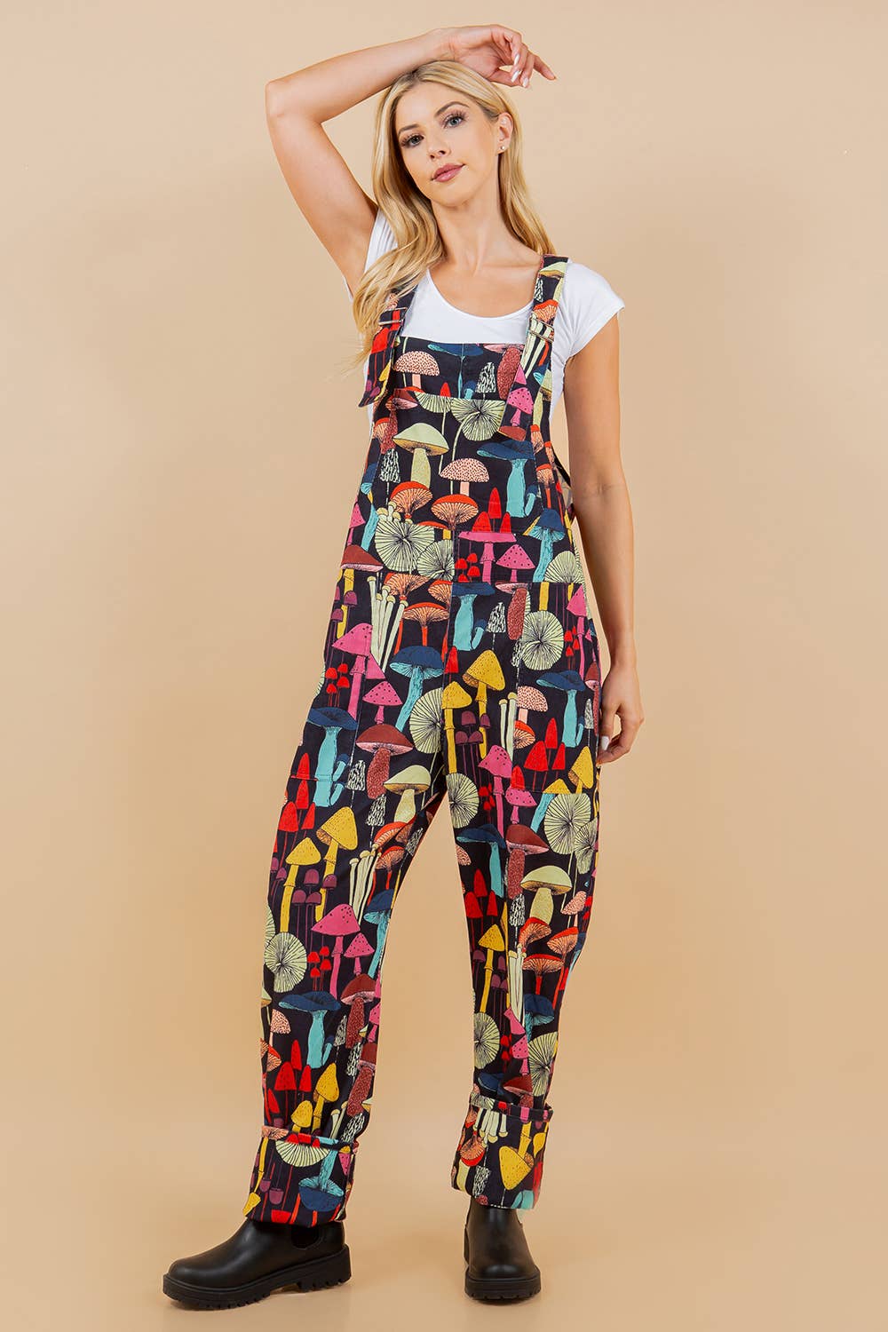 Black Mushroom Lightweight Dungarees
