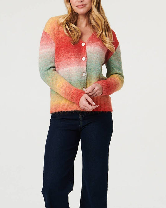 Ombre Print Drop Shoulder Cardigan