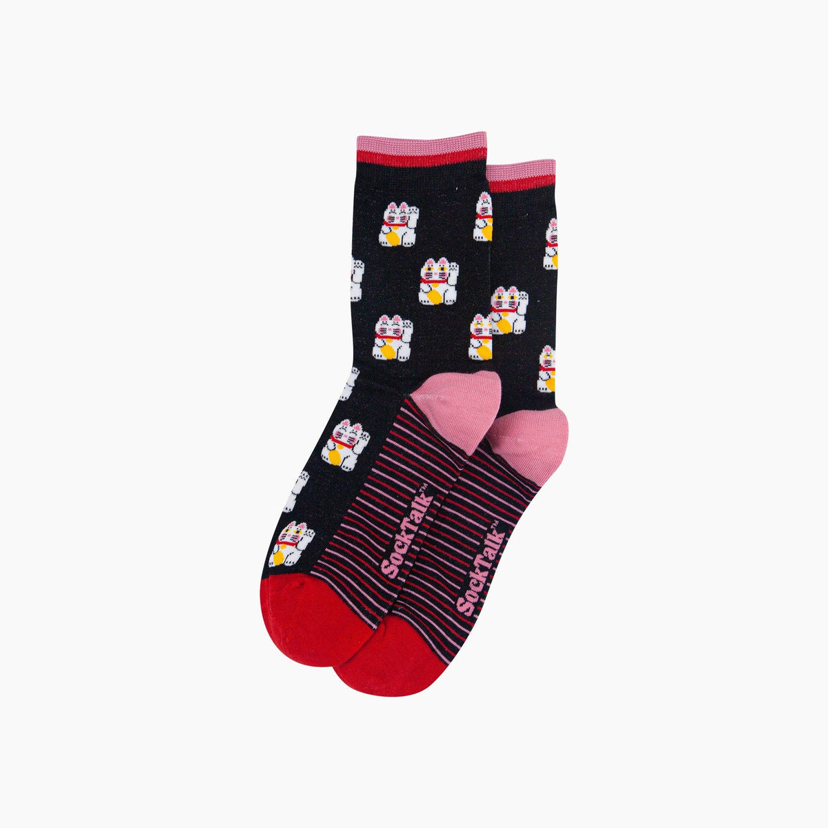 Lucky Cat Bamboo Socks in Black