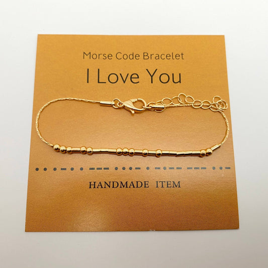 I LOVE YOU Handmade Golden Morse Code Bracelet