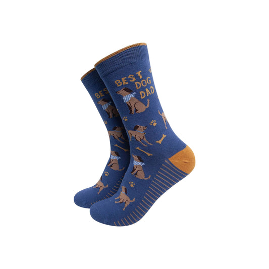 Best Dog Dad Combed Cotton Socks in Denim Blue
