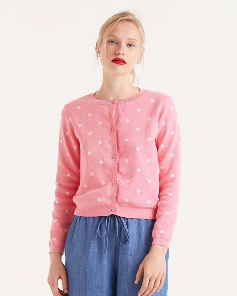 Pink Polka Dot Cardigan