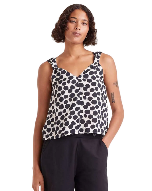 Monochrome Polka Dot Bow Vest Top by Compania Fantastica