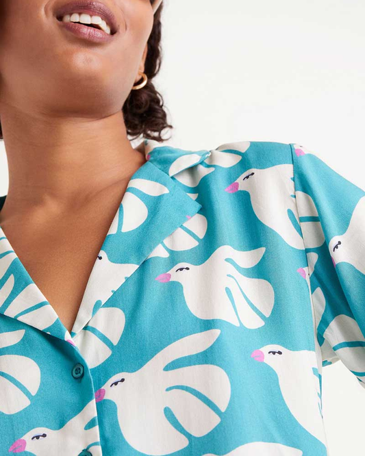 Doves Print Unisex Short Sleeved Shirt by Compania Fantastica