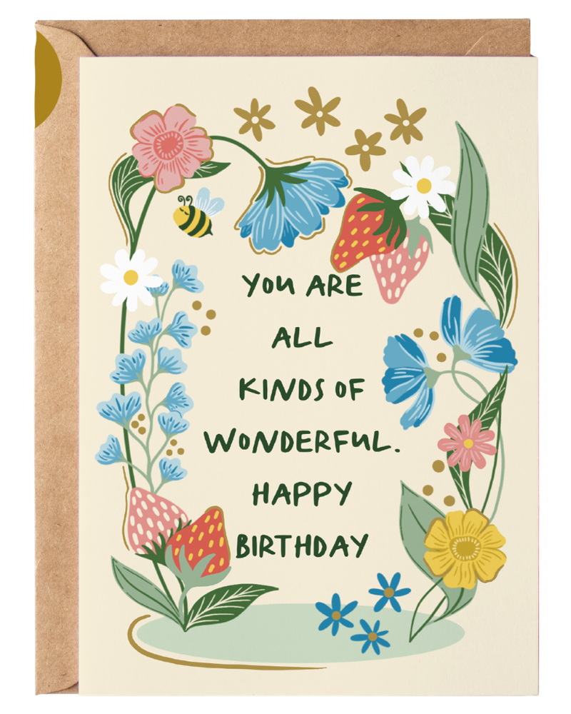 Floral Strawberries Birthday Card