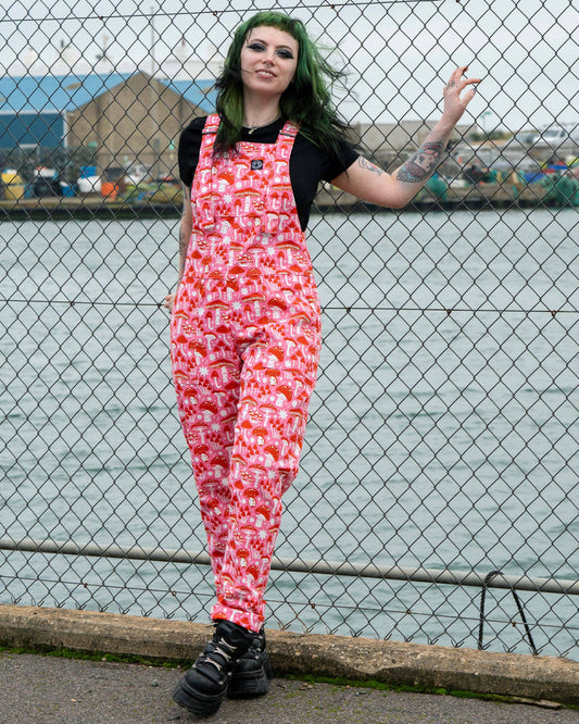Mushrooms Stretch Dungarees by Rebel Romance x Stacey McEvoy-Caunt