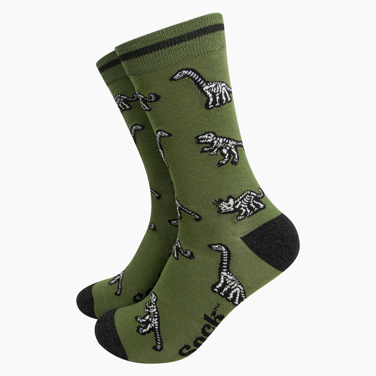 Dinosaur Bones Bamboo Socks in Green