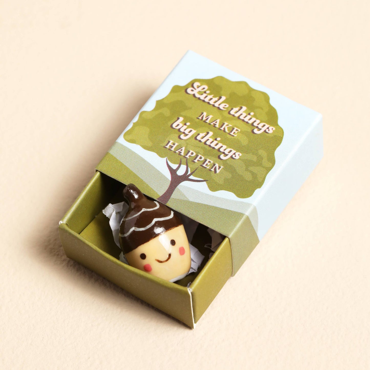 Tiny Matchbox Ceramic Tokens: Acorn