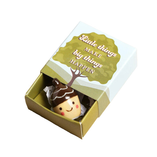 Tiny Matchbox Ceramic Tokens: Acorn