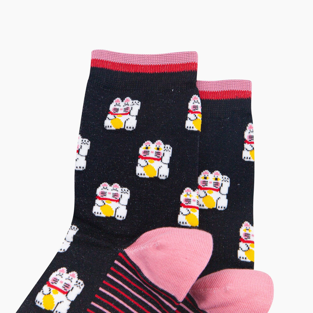 Lucky Cat Bamboo Socks in Black