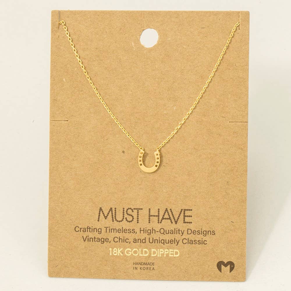 Mini Horseshoe Pendant Necklace in Gold or Silver