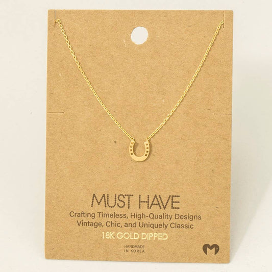 Mini Horseshoe Pendant Necklace in Gold or Silver